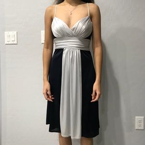 Elegant blue and silver midi dress